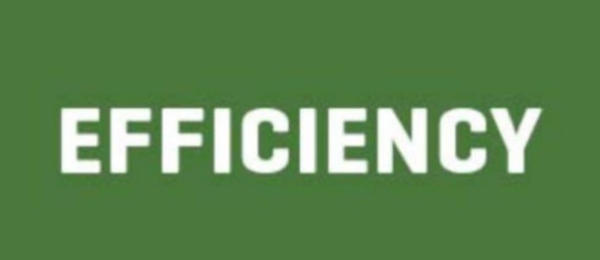 The text EFFICIENCY written on green background