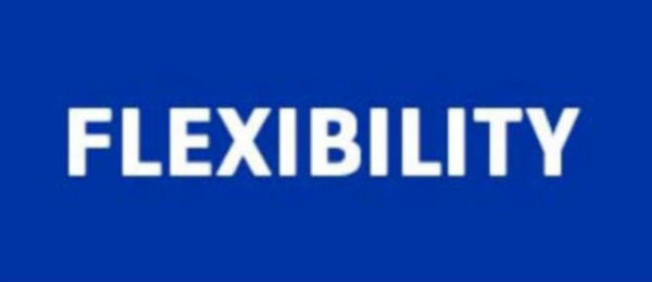 The text FLEXIBILITY written on blue background